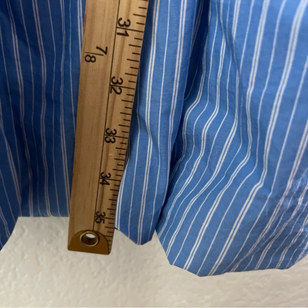 Nwt Free Assembly Cotton Dress Mini Bubble Hem Belted Long Sleeves Dress XL Blue - Picture 4 of 7